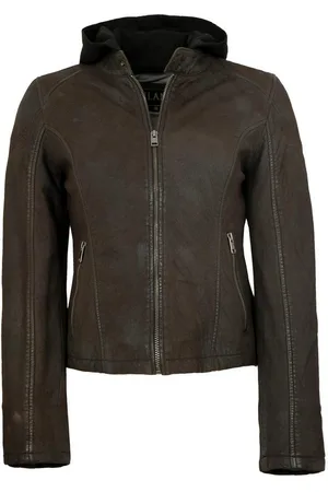 Jilani Lederjacke Delea - Damen Lederjacke Kapuze Lammleder dunkelbraun - Verkäufer: Lederjacken24