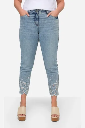 Miamoda Regular-fit-Jeans Jeans Slim Fit Saum mit Loch-Stickerei 5-Pocket - Verkäufer: Popken Fashion Group