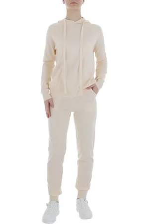 Ital-Design Jogginganzug Damen Freizeit (86365261), Kapuze Stretch Zweiteiler in Creme - Verkäufer: