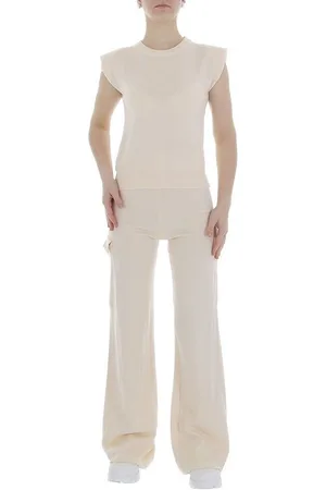 Ital-Design Freizeitanzug Damen Freizeit (86365252), Stretch Zweiteiler in Creme - Verkäufer: