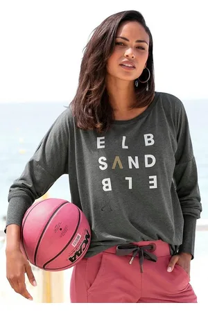 ELBSAND Longsleeve Ingrun mit Logodruck vorne, Langarmshirt aus Baumwoll-Mix, sportlich-casual