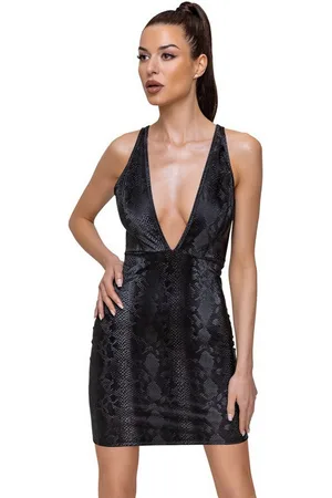 Cottelli Collection Minikleid Kurzes enges Kleid in Schlangenhaut-Optik - (1-tlg) Vorne und hinten extra tiefer Ausschnitt - Verkäufer: Sandritas