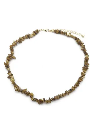 Karma Statementkette Damenhalskette Steine Halskette Damenkette Damenschmuck, 40+7 cm Collier Kette Halsschmuck Damen - Verkäufer: Sanixa