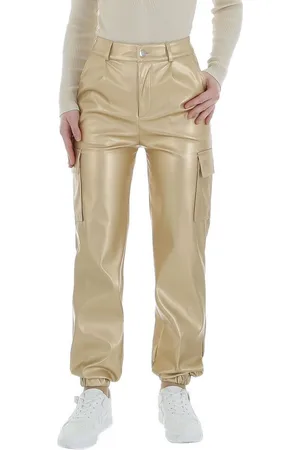 Ital-Design Lederimitathose Damen Freizeit (86365172) Stretch Jogginghose in Gold - Verkäufer: