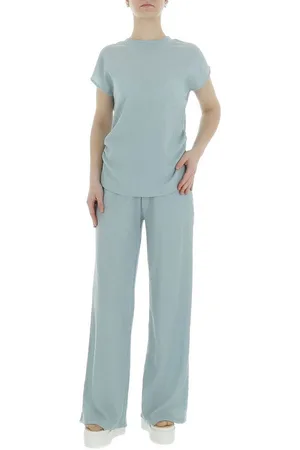 Ital-Design Freizeitanzug Damen Elegant Marlene-Hose (86365140), Stretch Zweiteiler in Hellgrün - Verkäufer: