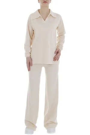 Ital-Design Freizeitanzug Damen Freizeit (86365269), Stretch Zweiteiler in Creme - Verkäufer: