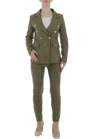 Ital-Design Anzug Damen Elegant (86365240) Knopfleiste Zweiteiler in Khaki - Verkäufer: