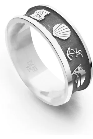DUR Fingerring Schmuck: Ring "Ostsee" 7 mm dunkel rhodiniert, R6049 - Verkäufer: Strandsandschmuck