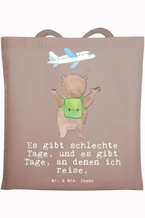 Mr. & Mrs. Panda Tragetasche Bär Reisen - Pastell - Geschenk, Weltreise, Laptoptasche, Reise (1-tlg), Lange Tragegriffe - Verkäufer: