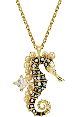 Swarovski Kette mit Anhänger Idyllia, Kristallperlen, Seepferdchen, 5690874, mit ® Kristall - mit ® Perle