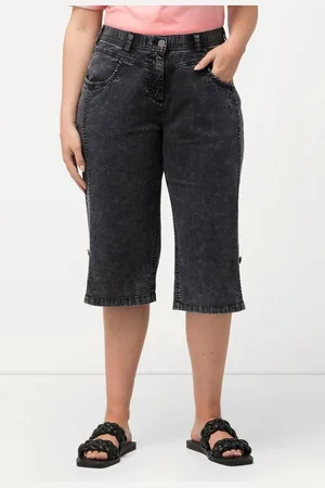 Ulla Popken Bermudas Jeans-Bermuda Used-Look gerades Bein Elastikbund - Verkäufer: Popken Fashion Group