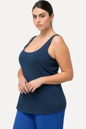 Ulla Popken Longtop Top vorne doppellagig Rundhals Classic ärmellos - Verkäufer: Popken Fashion Group