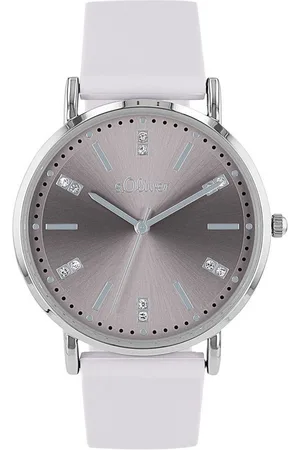 QS by s.Oliver Quarzuhr 2038368, Armbanduhr, Damenuhr, Kristallsteine, Silikonarmband, analog