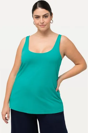 Ulla Popken Longtop Top vorne doppellagig Rundhals Classic ärmellos - Verkäufer: Popken Fashion Group