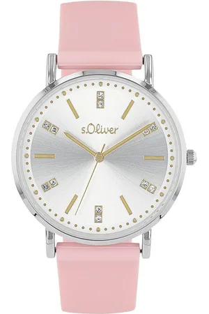 QS by s.Oliver Quarzuhr 2038366, Armbanduhr, Damenuhr, Kristallsteine, Silikonarmband, analog