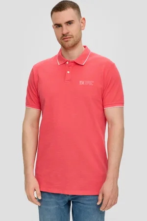 QS by s.Oliver Kurzarmshirt Poloshirt mit Piquêstruktur und Logo-Print Garment Dye - Verkäufer: