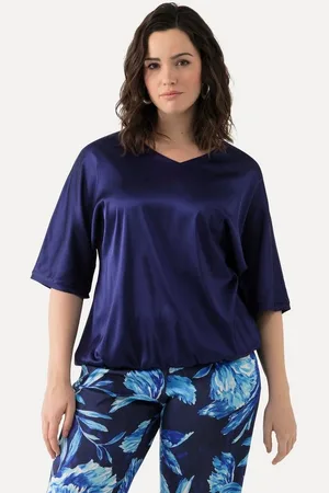 Ulla Popken Druckbluse Satinbluse Oversized V-Ausschnitt Halbarm - Verkäufer: Popken Fashion Group