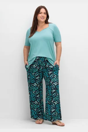 Sheego Schlupfhose Große Größen mit Smokbund und Blätterprint