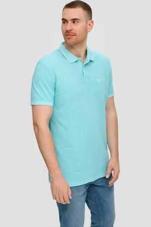 QS by s.Oliver Kurzarmshirt Poloshirt mit Piquêstruktur und Logo-Print Garment Dye - Verkäufer: