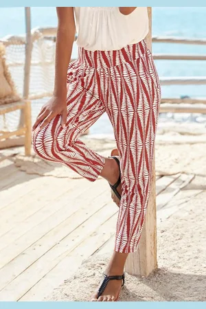 Lascana 7/8-Hose mit breitem Bündchen, leichte Sommerhose mit Taschen, Strandhose