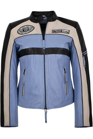 Jilani Lederjacke Svea - Damen Lederjacke Bikerjacke Lammnappa -blau - Verkäufer: Lederjacken24