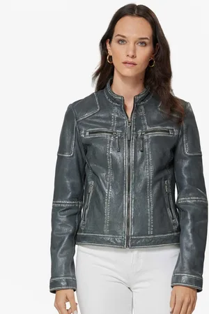 Jilani Lederjacke Cathy-2 - Damen Lederjacke Bikerjacke Lammnappa anthra - Verkäufer: Lederjacken24