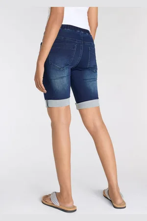 ARIZONA Jogg-Jeansbermudas hohe Leibhöhe, krempelbare Beinabschlüsse, Used-Look