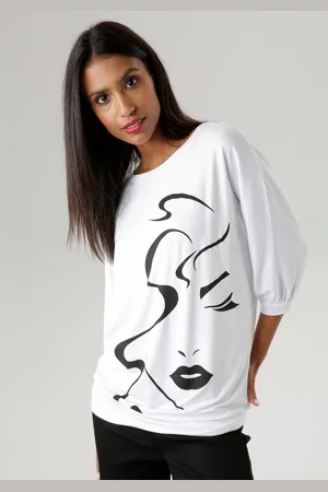 Aniston Fledermausshirt mit abstraktem Gesichtsdruck