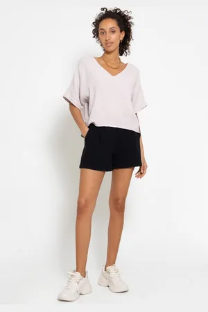 SASSYCLASSY Shorts Musselin Sommershorts miot breitem Bund Baumwoll Shorts mit elastischem Bund und locker geschnittenem Bein - Verkäufer: