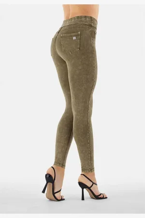 Freddy Jeansjeggings Skinny mit umschlagbarem Taillenbund - Garment Dyed - Dark Olive Mid Waist - Verkäufer: Finerobe Fashion