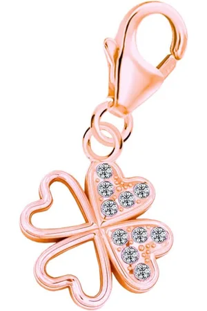 Goldene Hufeisen Charm-Einhänger Charm Anhänger Kleeblatt 925 Silber mit Zirkonia Vergoldet (1 Stück, inkl. Etui), 925 Sterling Silber vergoldet Zirkonia Goldschmuck Armband Damen - Verkäufer:
