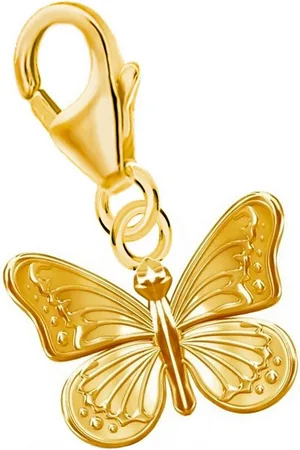 Goldene Hufeisen Charm-Einhänger Karabiner Charm Schmetterling 925 Silber Vergoldet (1 Stück, inkl. Schmuckbox), Gelbgold überzogen - Verkäufer:
