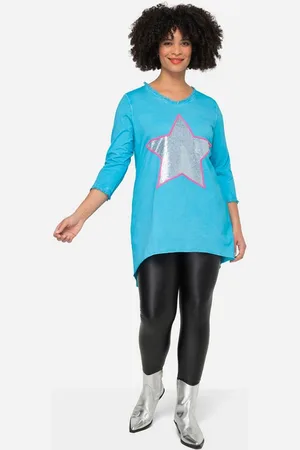 Angel of Style Longshirt T-Shirt A-Linie Pailletten-Stern V-Ausschnitt - Verkäufer: Popken Fashion Group