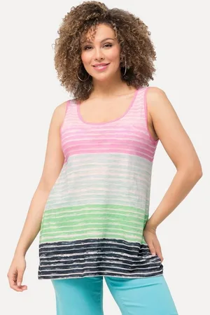 Ulla Popken Longtop Top Streifen-Verlauf A-Linie Rundhals ärmellos - Verkäufer: Popken Fashion Group
