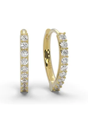Amoonic Klappcreolen Ohrringe Creolen Damen Silber 925 vergoldet 13mm Tropfen mit Zirkonias (inkl. Schmucktäschchen), Hoop-Ohrringe in Silber, Gold oder Rosegold vergoldet Geschenk Damen - Verkäufer: