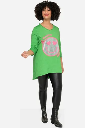 Angel of Style Longshirt T-Shirt A-Linie Pailletten-Smiley V-Ausschnitt - Verkäufer: Popken Fashion Group