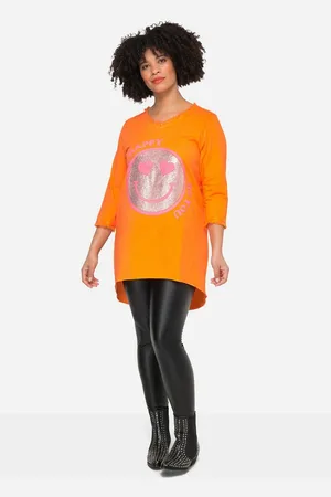 Angel of Style Longshirt T-Shirt A-Linie Pailletten-Smiley V-Ausschnitt - Verkäufer: Popken Fashion Group