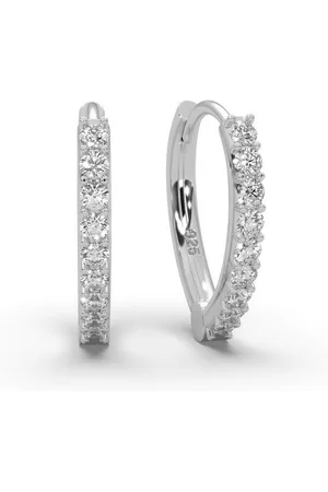 Amoonic Klappcreolen Ohrringe Creolen Damen Silber 925 13mm Tropfen mit Zirkonia-Steinen (inkl. Schmucktäschchen), Hoop-Ohrringe in Silber, Gold oder Rosegold vergoldet Geschenk Damen - Verkäufer: