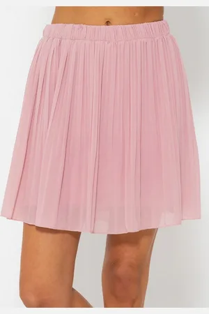 SASSYCLASSY Plisseerock Mini Plissée Rock Damen mit Gummibund Elegant A-Linien-Rock kurz aus Chiffon mit Unterrock und Ton in Ton Nähten - Verkäufer: