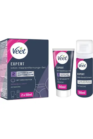 Veet Enthaarungscreme EXPERT Intim-Haarentfernungs-Set Creme + Multi-Benefit Schaum, Doppelpack - 2 x 50ml, 2 St. - Verkäufer: PENNGUIN-DE