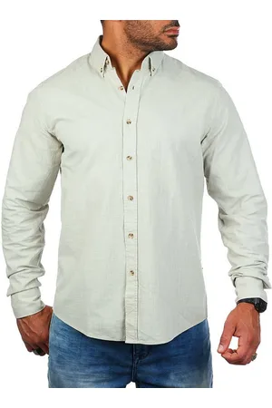Carisma Langarmhemd Herren Leinen Baumwoll Mix Casual Hemd 8529 Regular Button-Down-Kragen Langarm Uni - Verkäufer: fresh-style