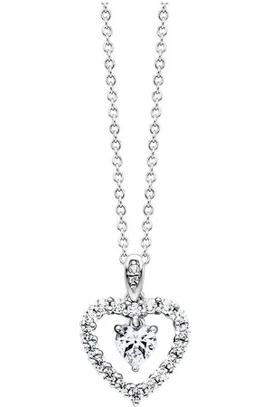 JULIE JULSEN Kette mit Anhänger 925/- Sterling Silber rhodiniert Herz mit Zirkonia weiß