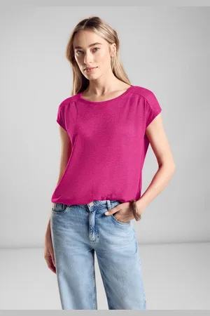 Street one Shirttop mit Leinen Melange Optik
