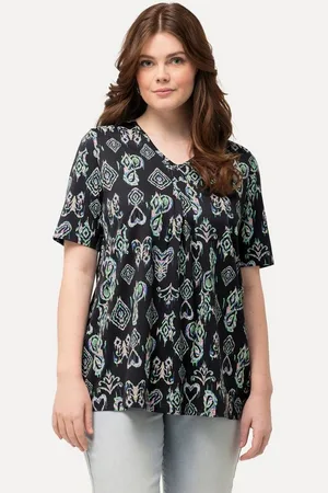Ulla Popken T-Shirt T-Shirt Zierfalten A-Linie V-Ausschnitt Halbarm - Verkäufer: Popken Fashion Group