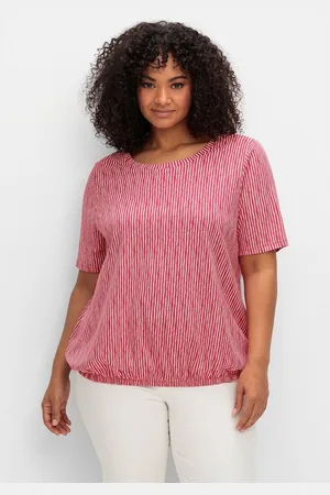 Sheego Rundhalsshirt Große Größen mit Minimal-Druck und Gummizugbund