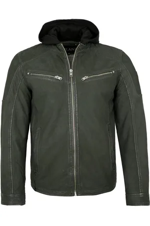 Jilani Lederjacke Ventura - Herren Lederjacke Kapuze Nubukleder olive - Verkäufer: Lederjacken24