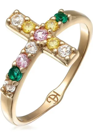 Haze & Glory Fingerring Edelstein Kreuz Vivid 375er Gelbgold, Kreuz - Verkäufer: JULIE & GRACE GmbH