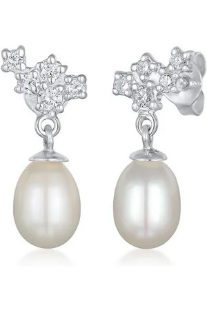 Elli DIAMONDS Paar Ohrstecker Lab Grown Diamanten (0.17 ct) Perle 925 Silber, Oval - Verkäufer: JULIE & GRACE GmbH