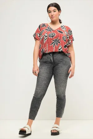 STUDIO UNTOLD Regular-fit-Jeans Skinny Jeans cutted Saum 5-Pocket Elastikbund - Verkäufer: Popken Fashion Group
