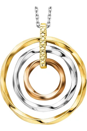 JULIE JULSEN Kette mit Anhänger 925/- Sterling Silber rhodiniert/vergoldet tricolor 3 Kreise